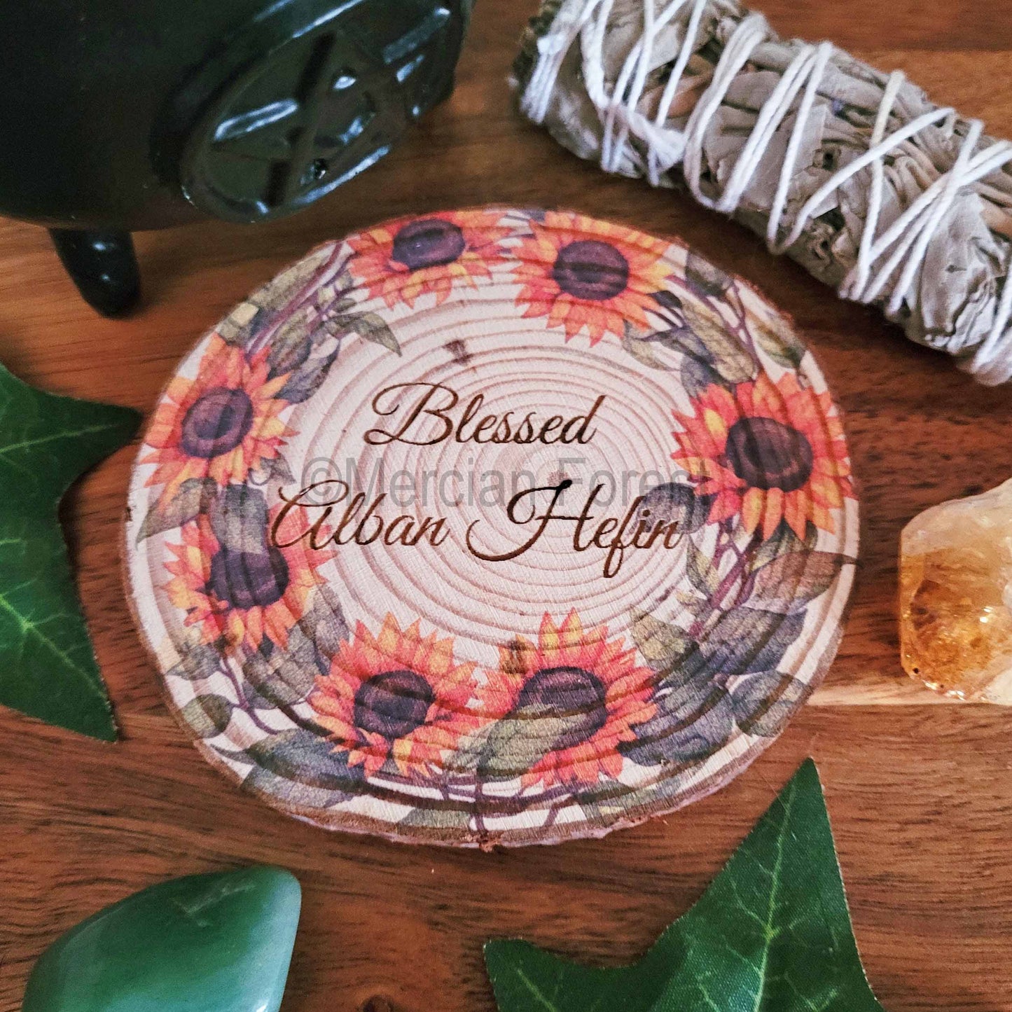 Alban Hefin altar tile with sunflowers