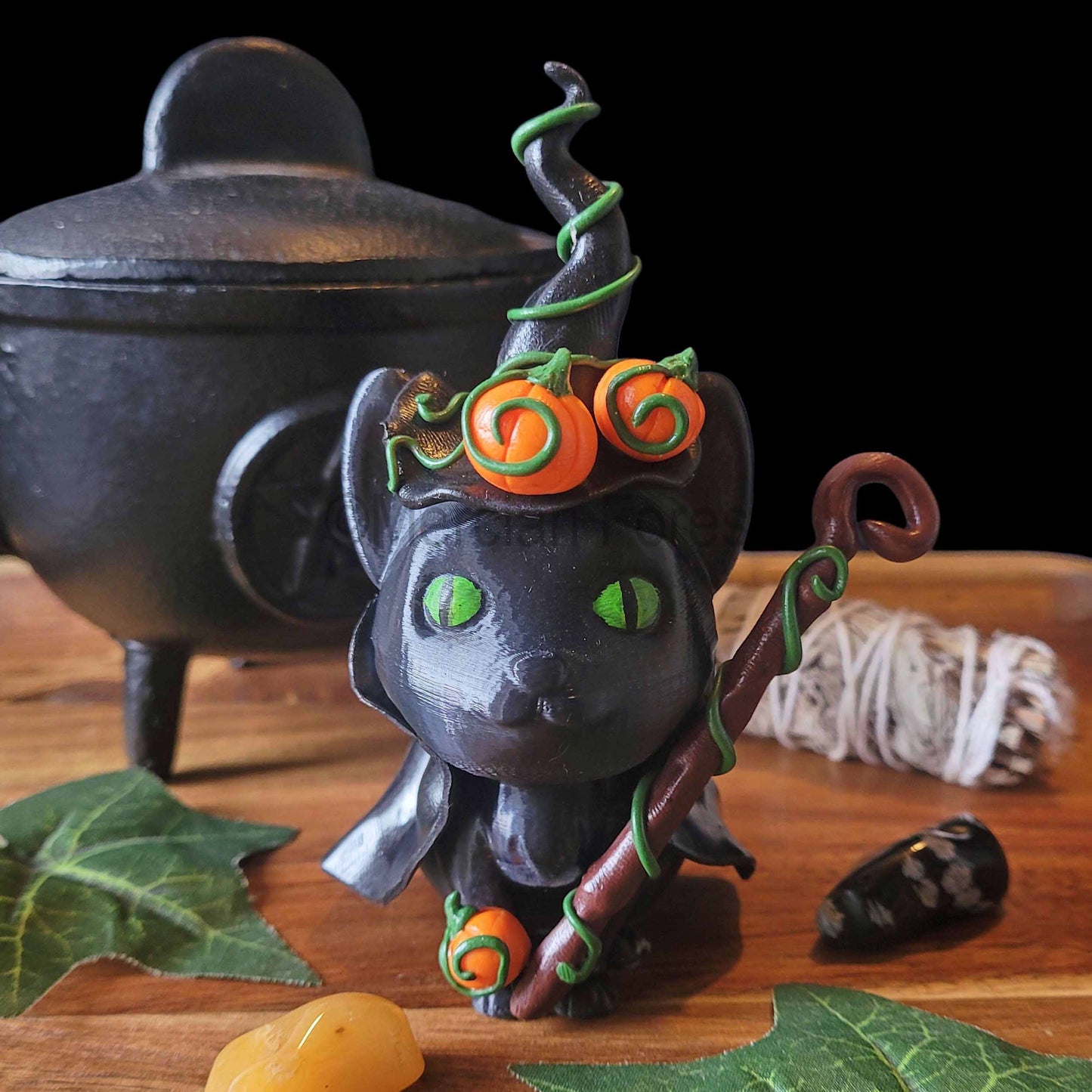 Meowloween Magickal Cat Witch Wizard Decoration for Halloween Samhain Decoration (Copy)