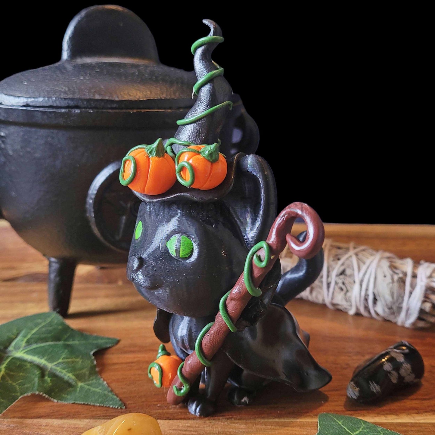 Meowloween Magickal Cat Witch Wizard Decoration for Halloween Samhain Decoration (Copy)