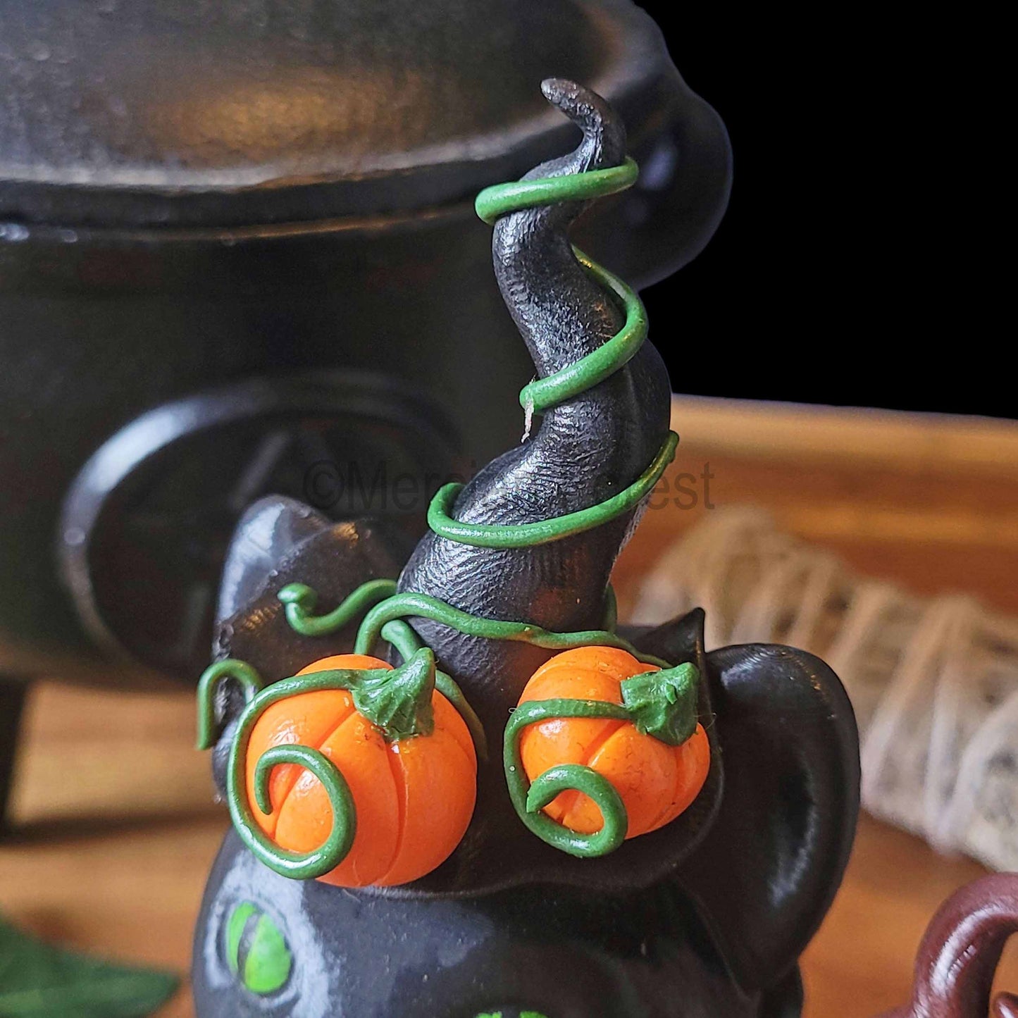 Meowloween Magickal Cat Witch Wizard Decoration for Halloween Samhain Decoration (Copy)