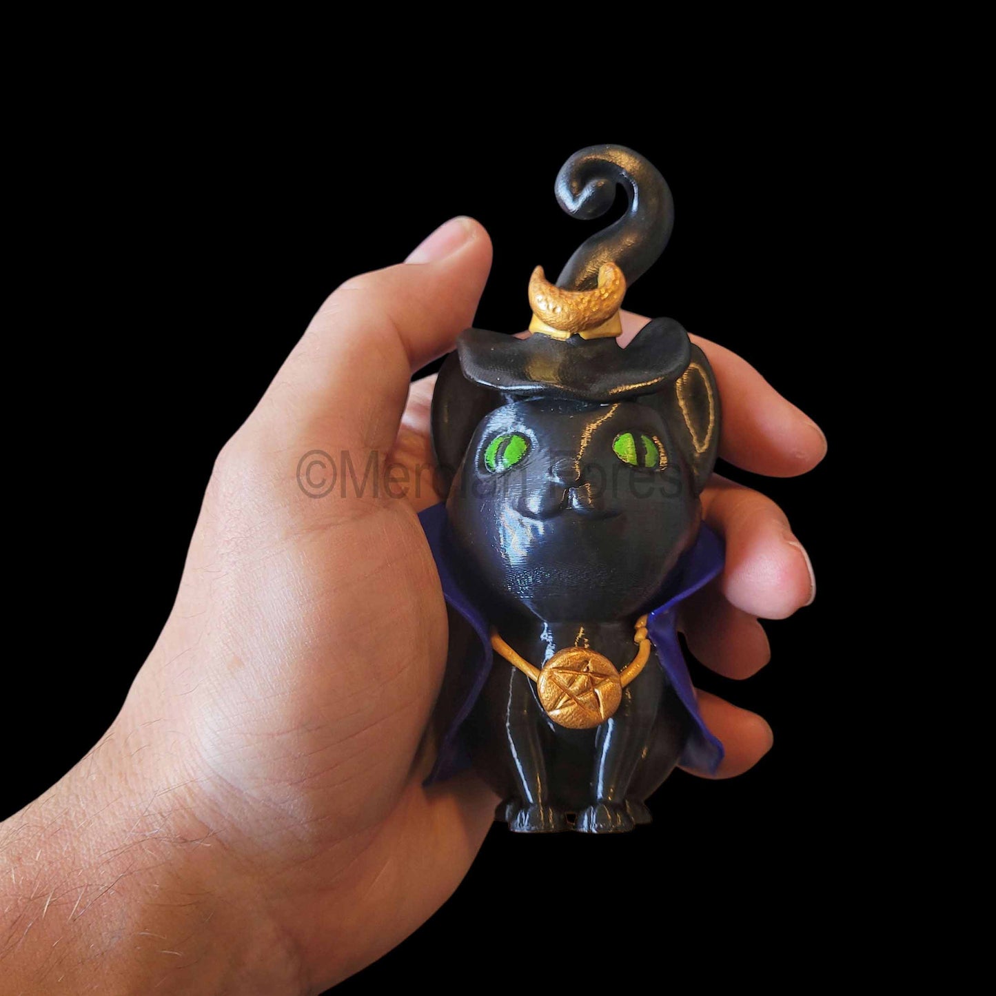 Meowlin Magickal Cat Witch Wizard Decoration for Halloween Samhain Decoration