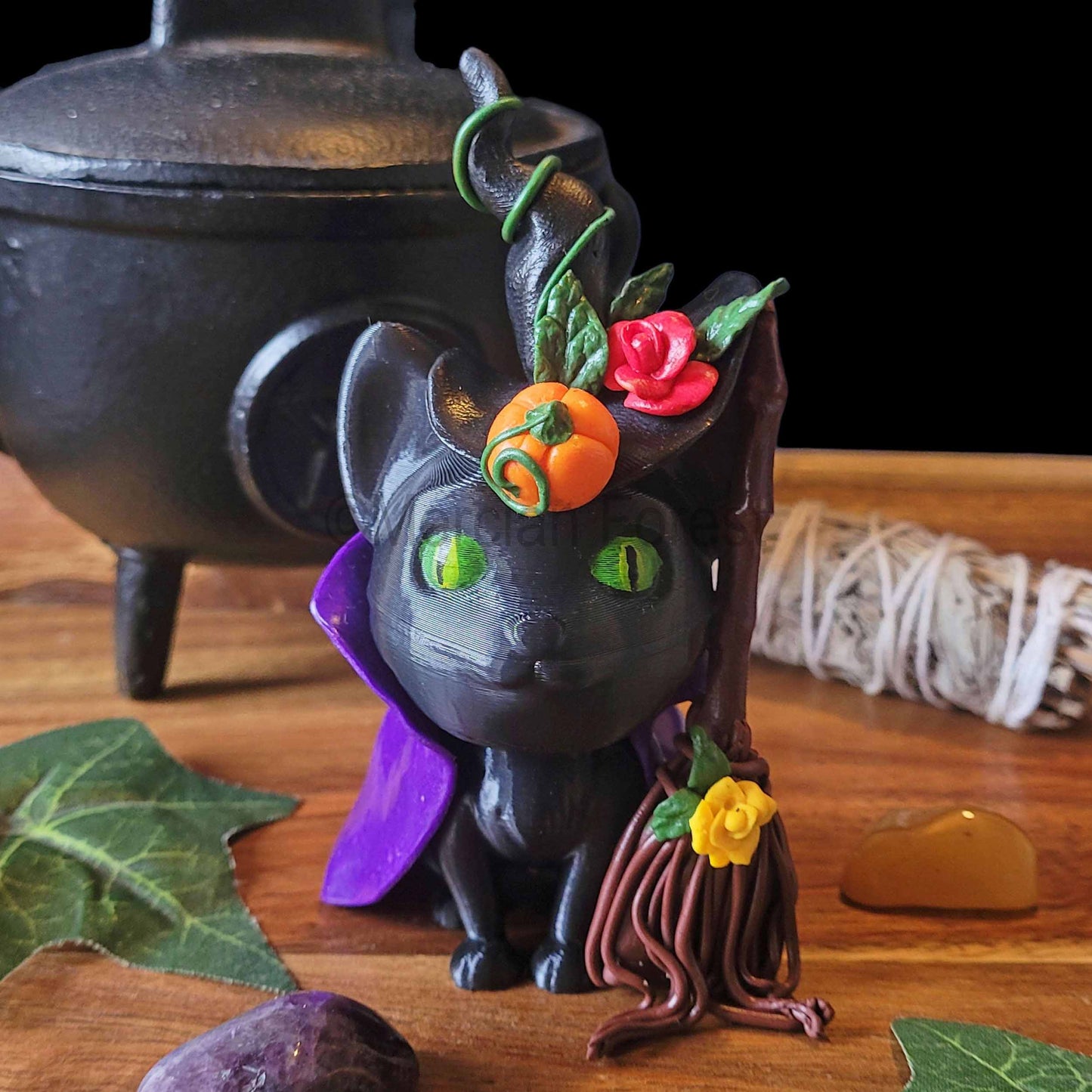 Halloqueen Magickal Cat Witch Wizard Decoration for Halloween Samhain Decoration