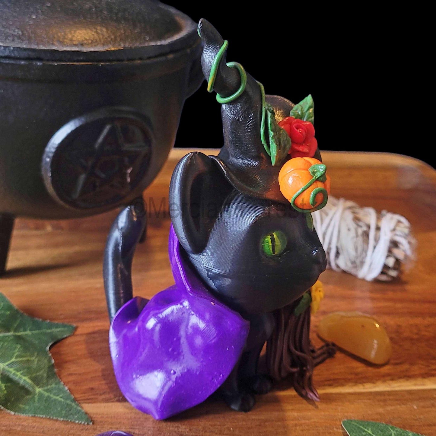 Halloqueen Magickal Cat Witch Wizard Decoration for Halloween Samhain Decoration