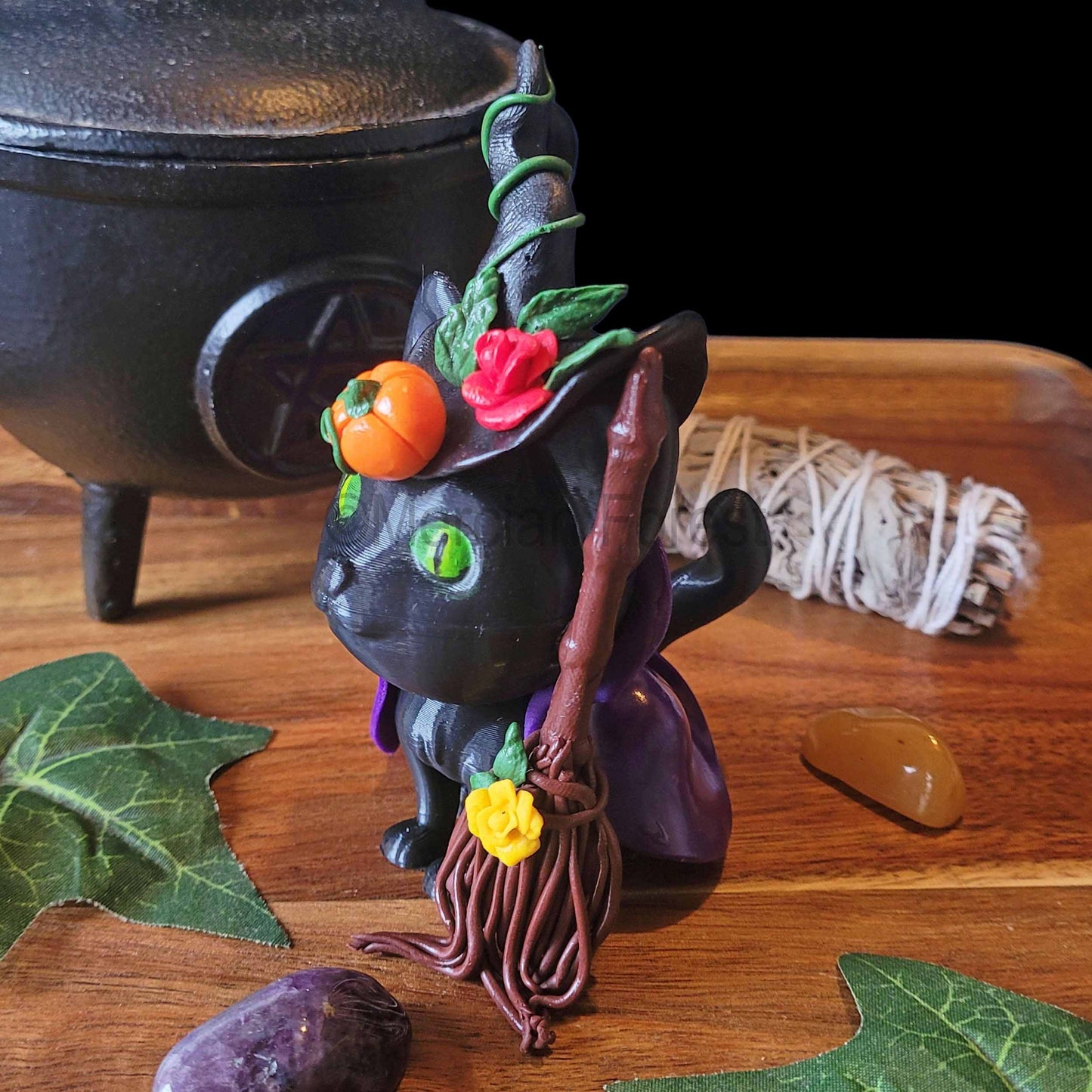 Halloqueen Magickal Cat Witch Wizard Decoration for Halloween Samhain Decoration