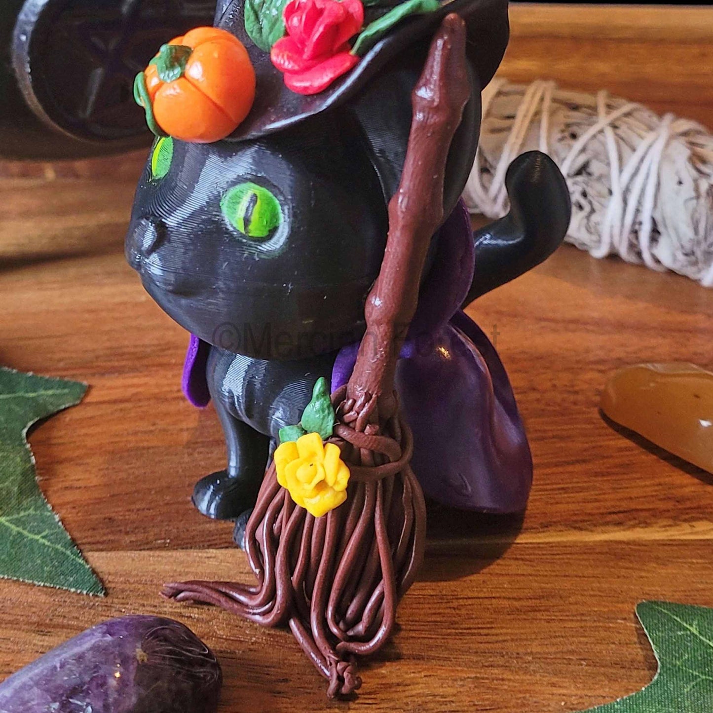 Halloqueen Magickal Cat Witch Wizard Decoration for Halloween Samhain Decoration