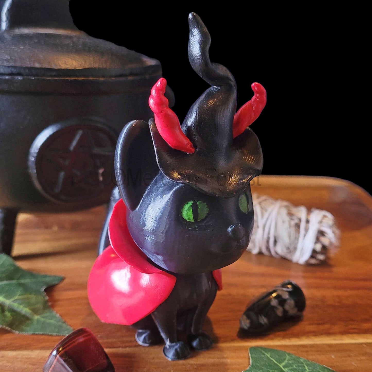 Lillipurr Magickal Cat Witch Wizard Decoration for Halloween Samhain Decoration