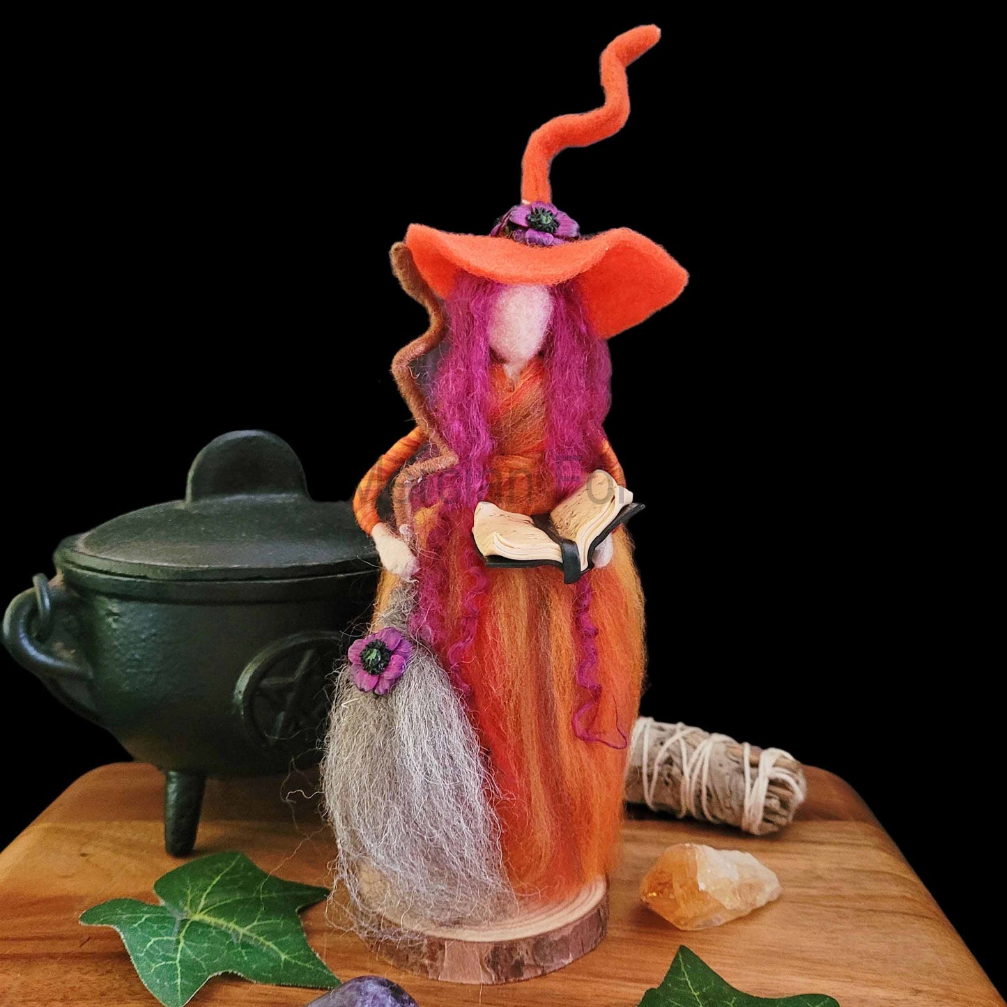 Ember Needle Felted Witch Decoration Ready Made