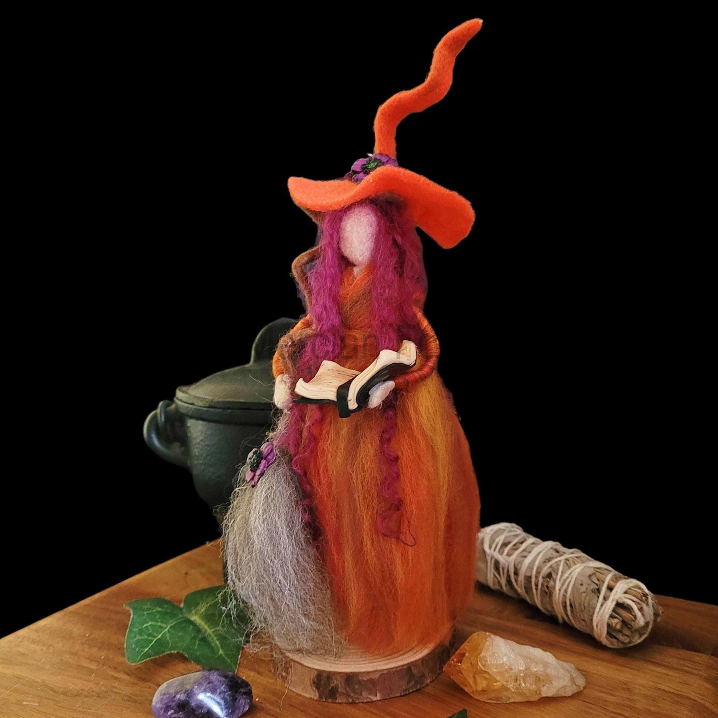 Ember Needle Felted Witch Decoration Ready Made
