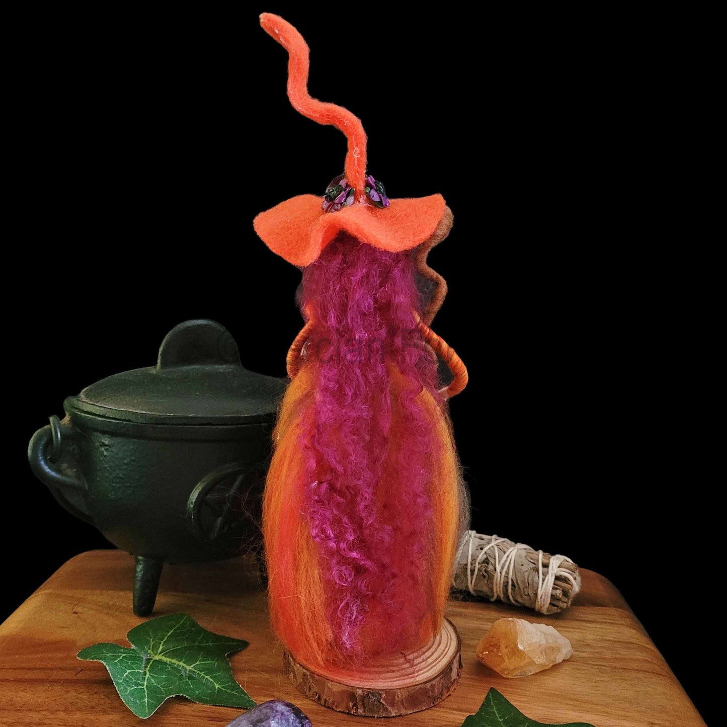 Ember Needle Felted Witch Decoration Ready Made