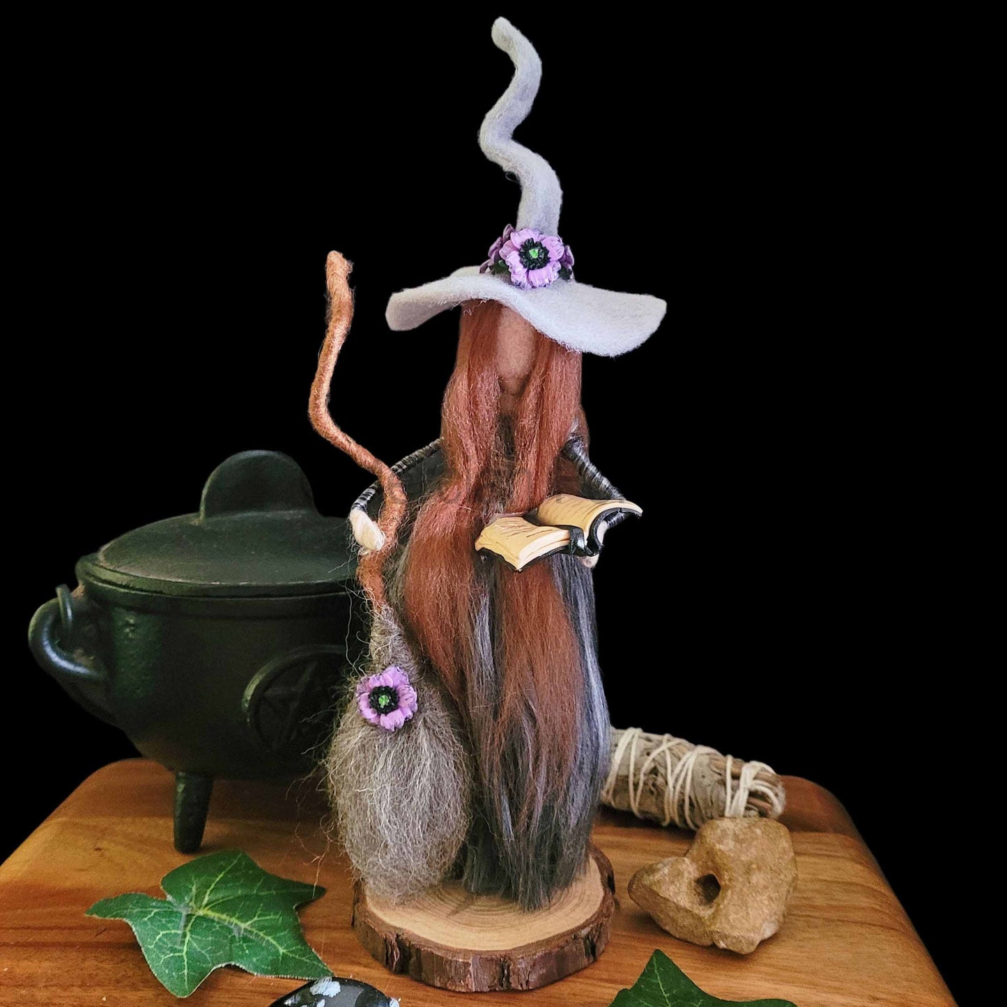 Cinders Needle Felted Witch Decoration Ready Made