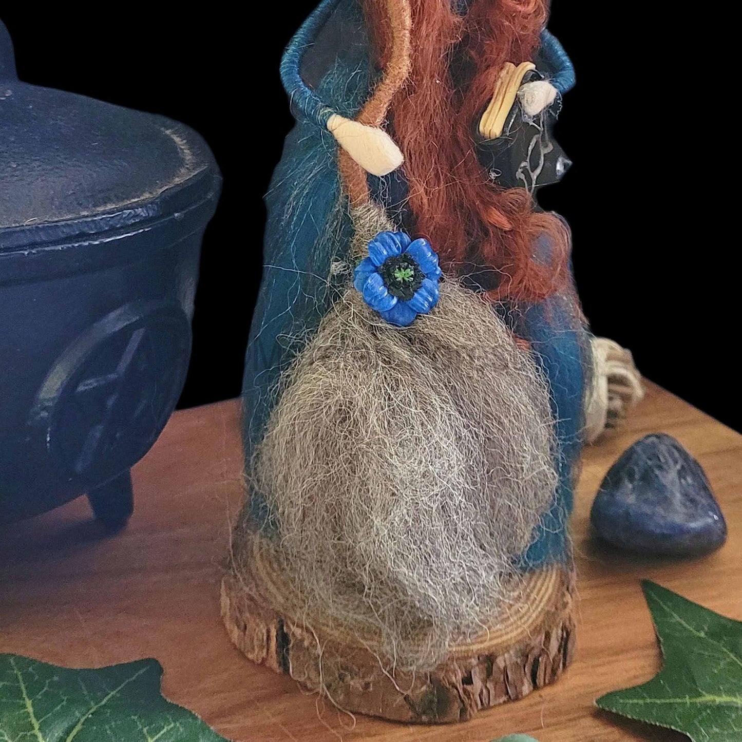 Ocean Rose Needle Felted Witch Decoration Ready Made
