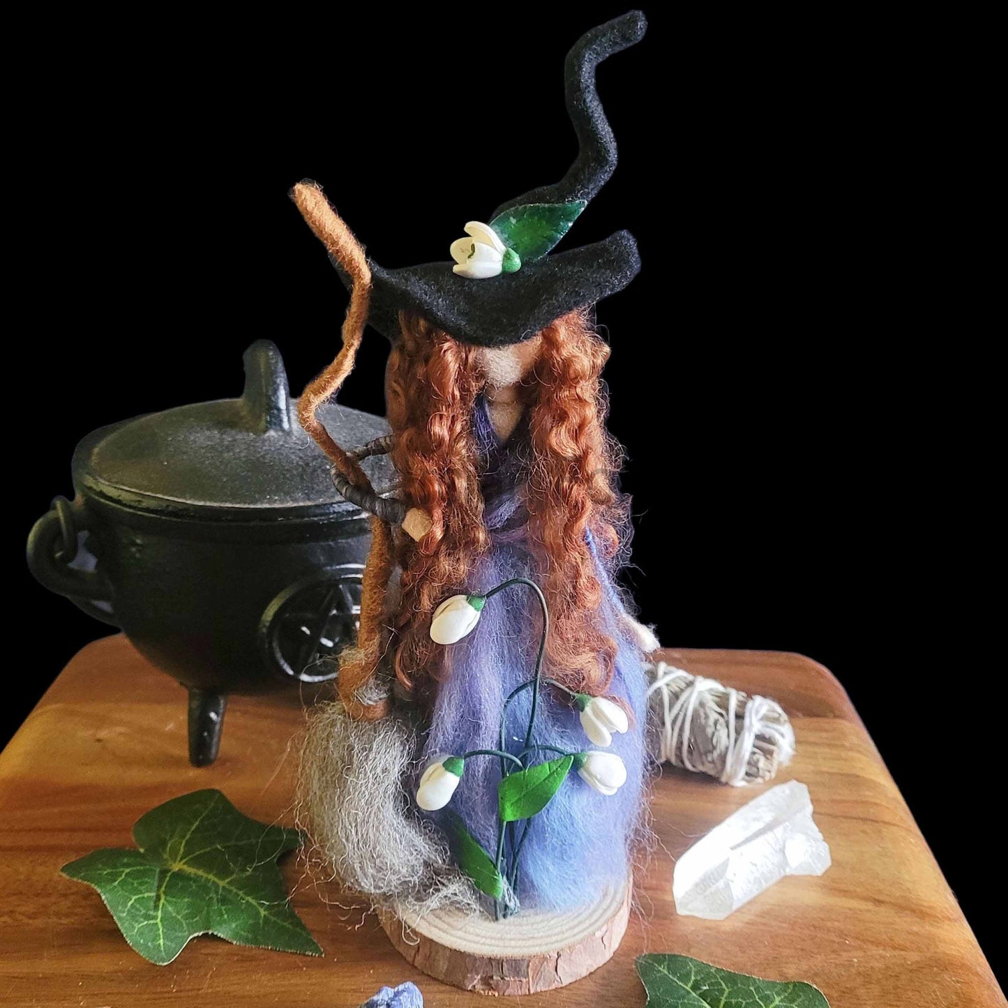 Snow the Needle Felted Witch Decoration