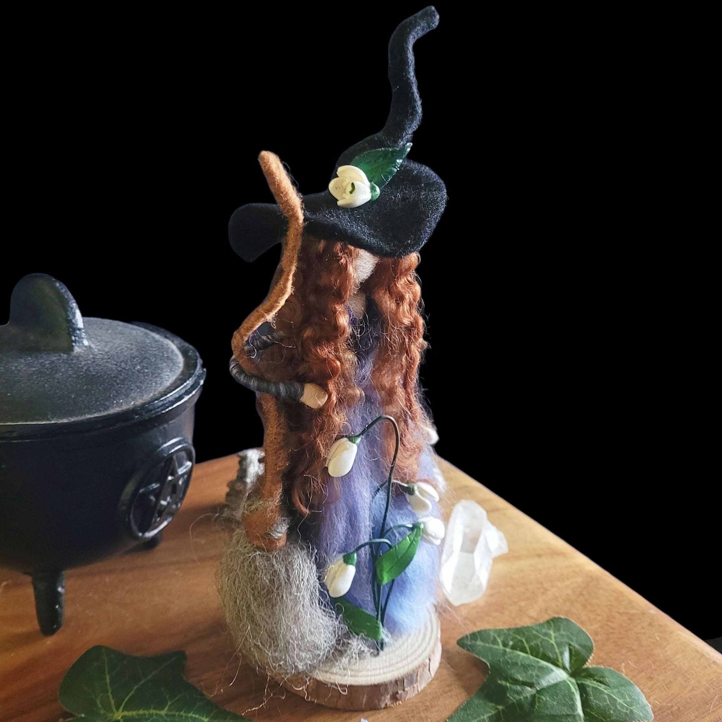 Snow the Needle Felted Witch Decoration