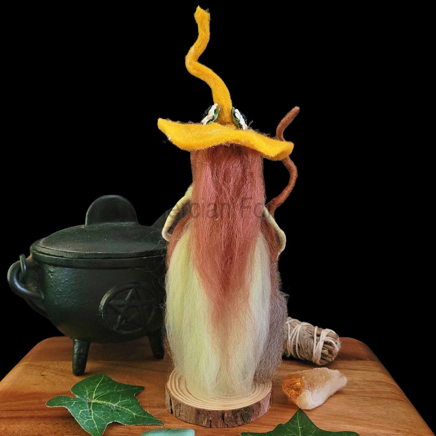 Celadon Needle Felted Witch Decoration Ready Made