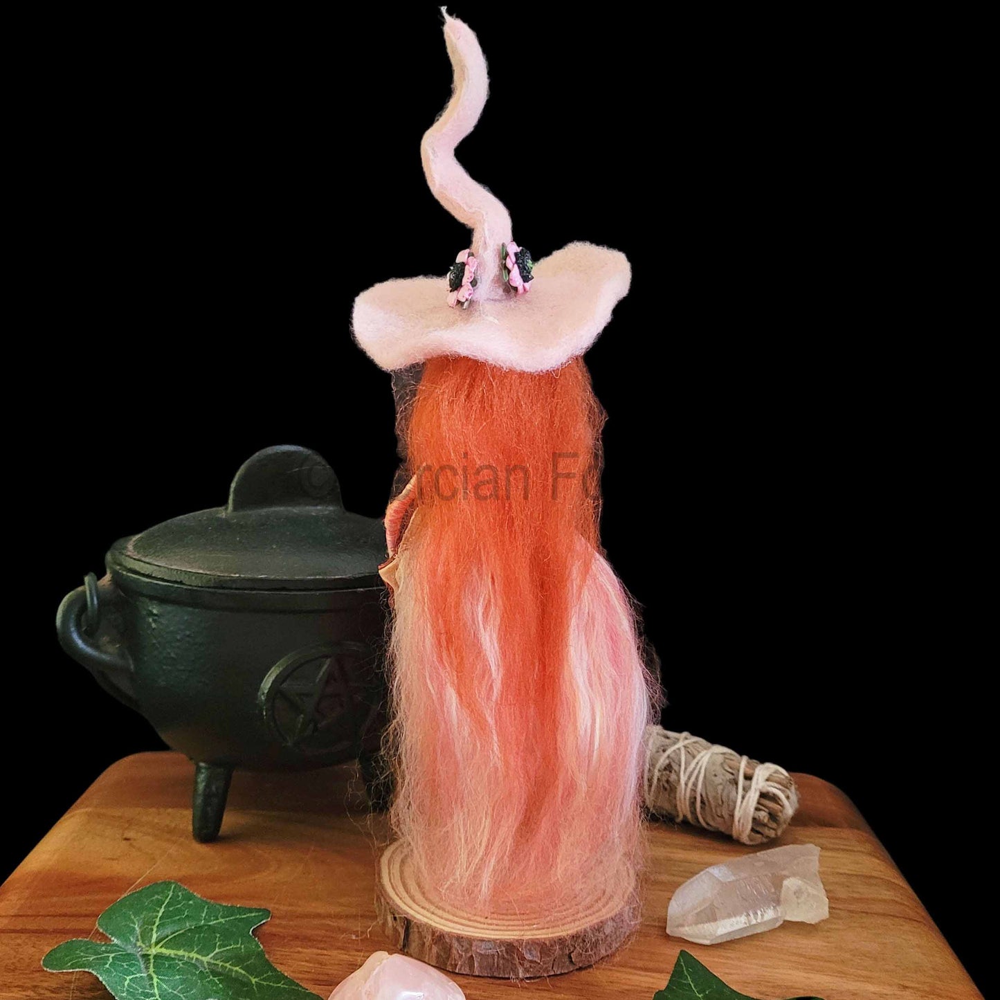 Peaches Needle Felted Witch Decoration Ready Made