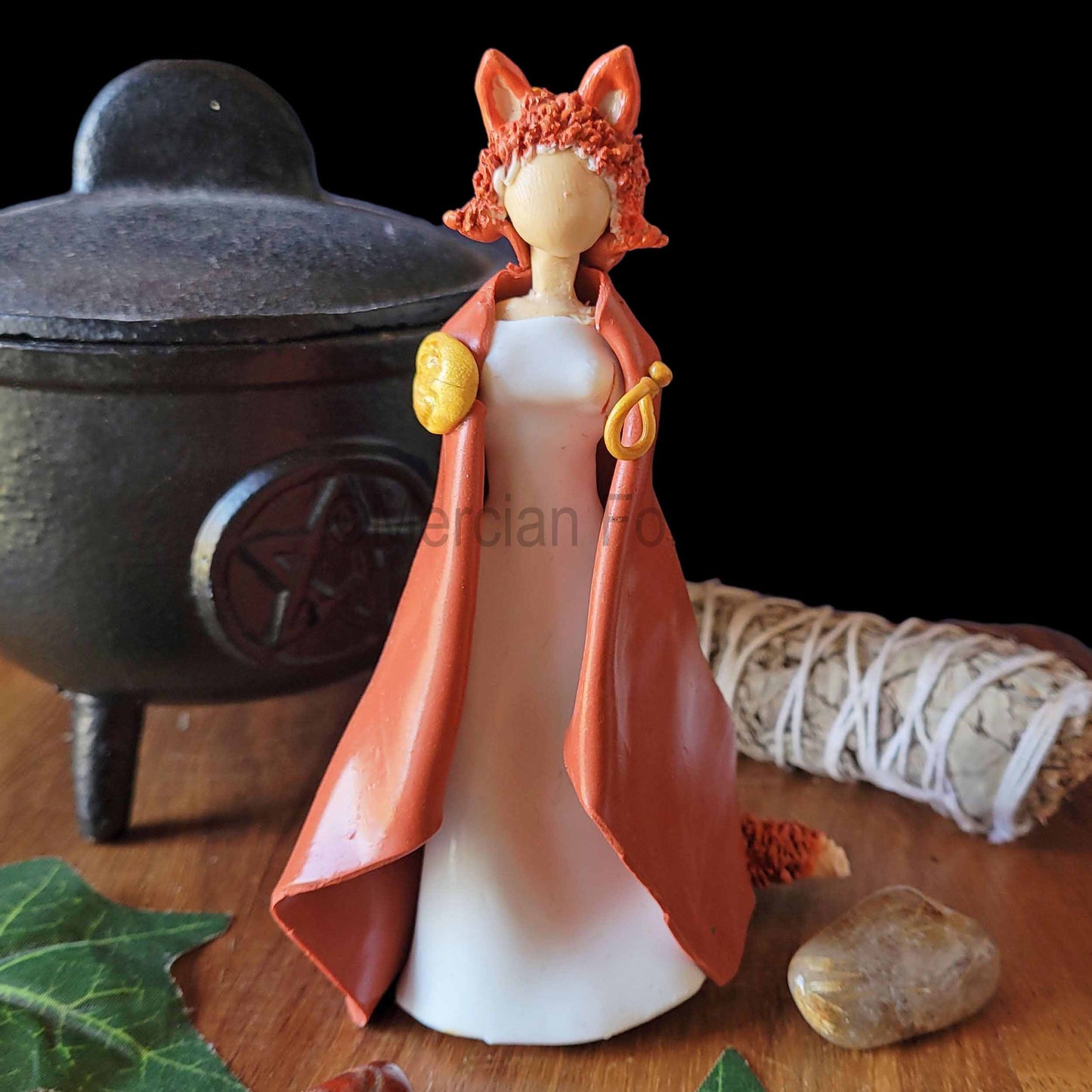 Sionna Sionann Inari Okami Huxian Kitsune Goddess Figurine