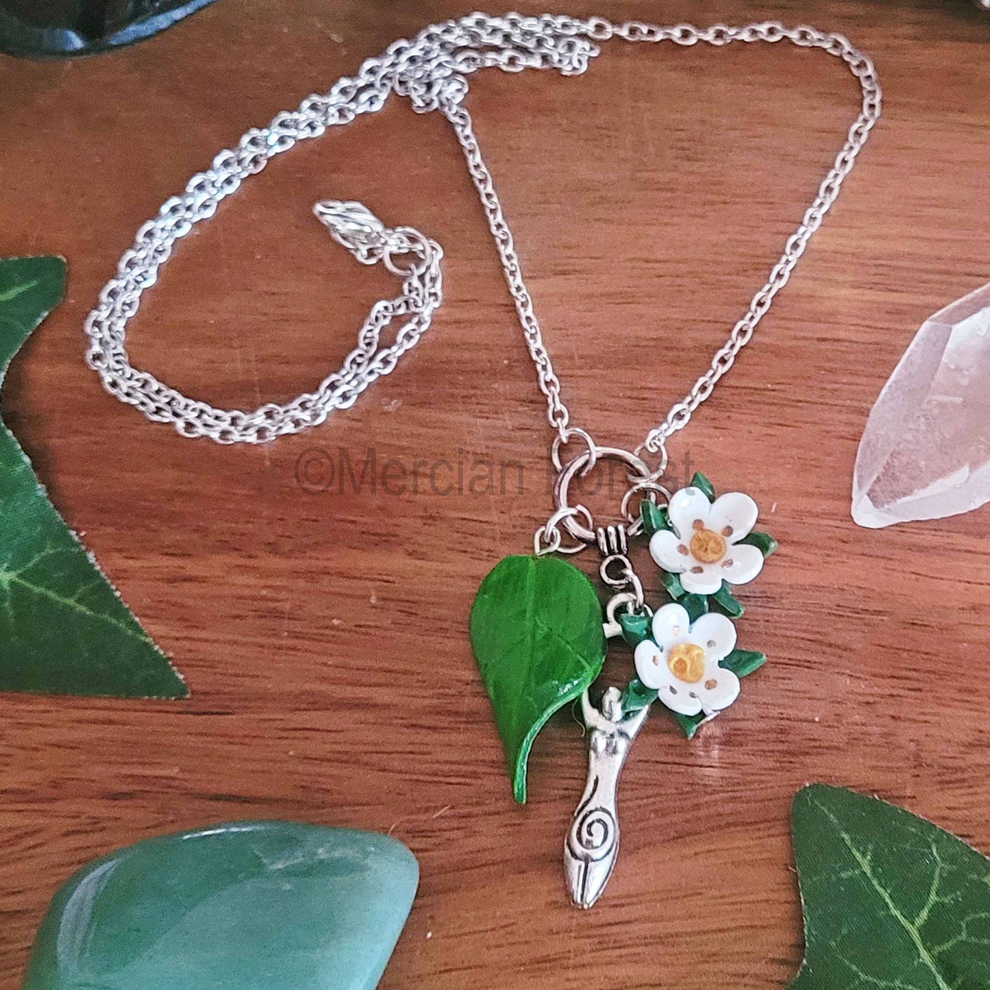 Hawthorn Flower Goddess Pendant Necklace