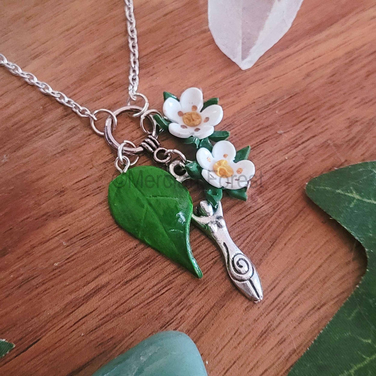 Hawthorn Flower Goddess Pendant Necklace
