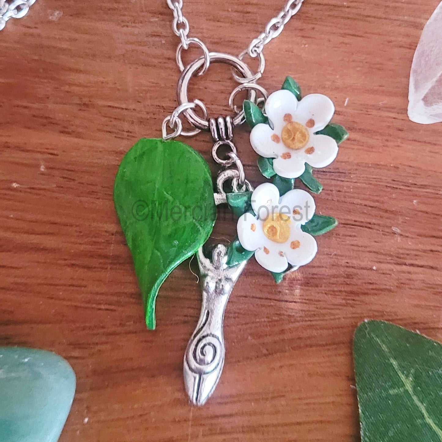 Hawthorn Flower Goddess Pendant Necklace