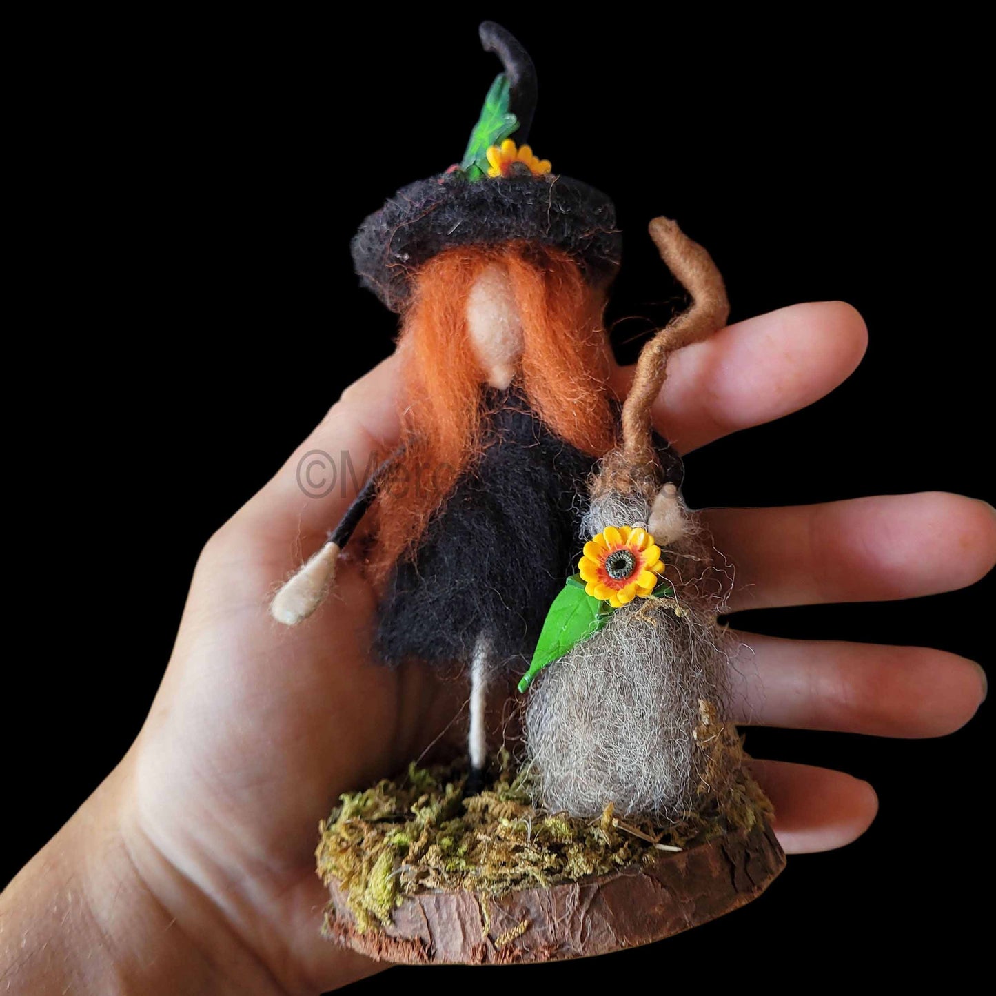 Little Sister Small Needle Felted Witch Decoration