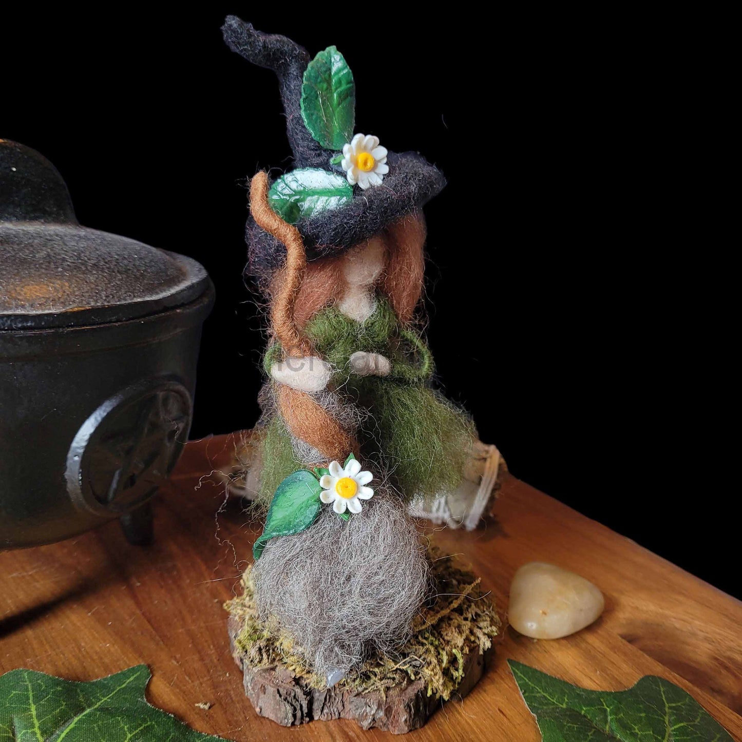 Little Sister Small Needle Felted Witch Decoration
