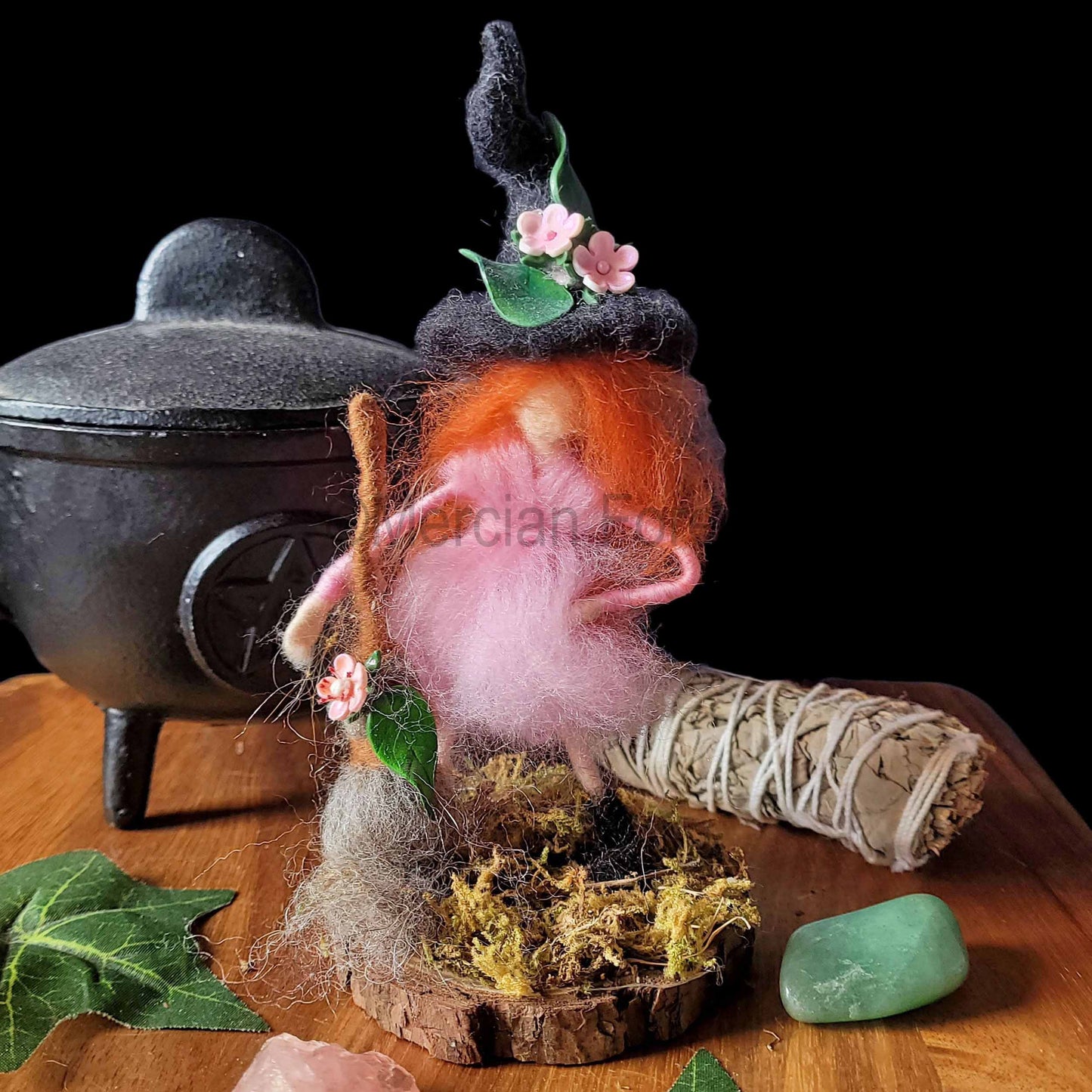 Little Sister Small Needle Felted Witch Decoration