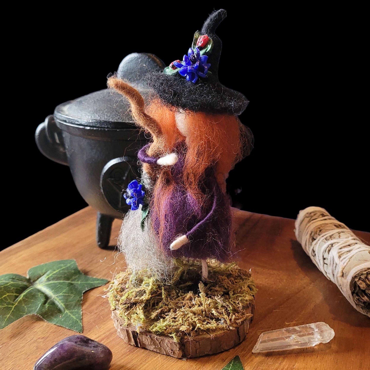 Little Sister Small Needle Felted Witch Decoration Ready Made