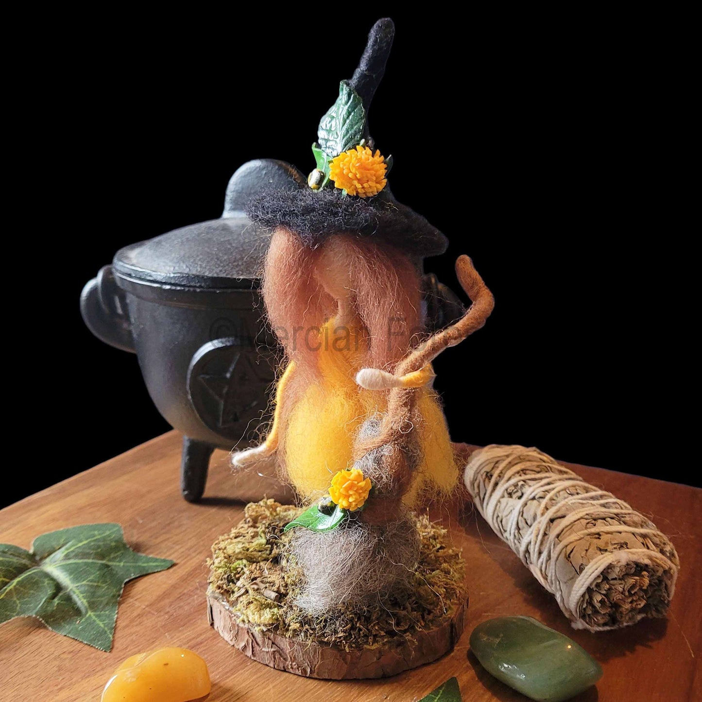 Little Sister Small Needle Felted Witch Decoration Ready Made