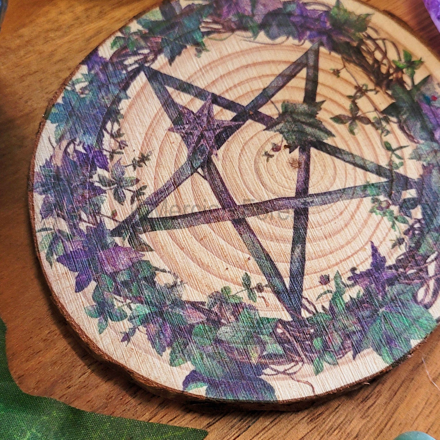 Floral Pentacle Pentagram Altar Tile Decoration