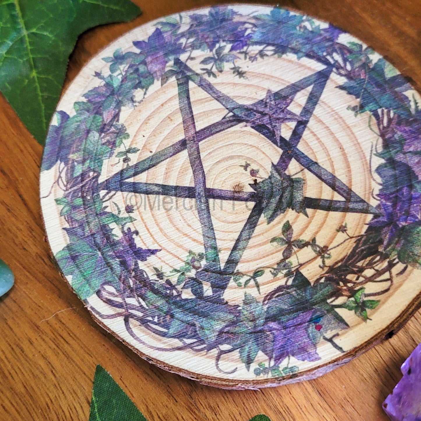 Floral Pentacle Pentagram Altar Tile Decoration