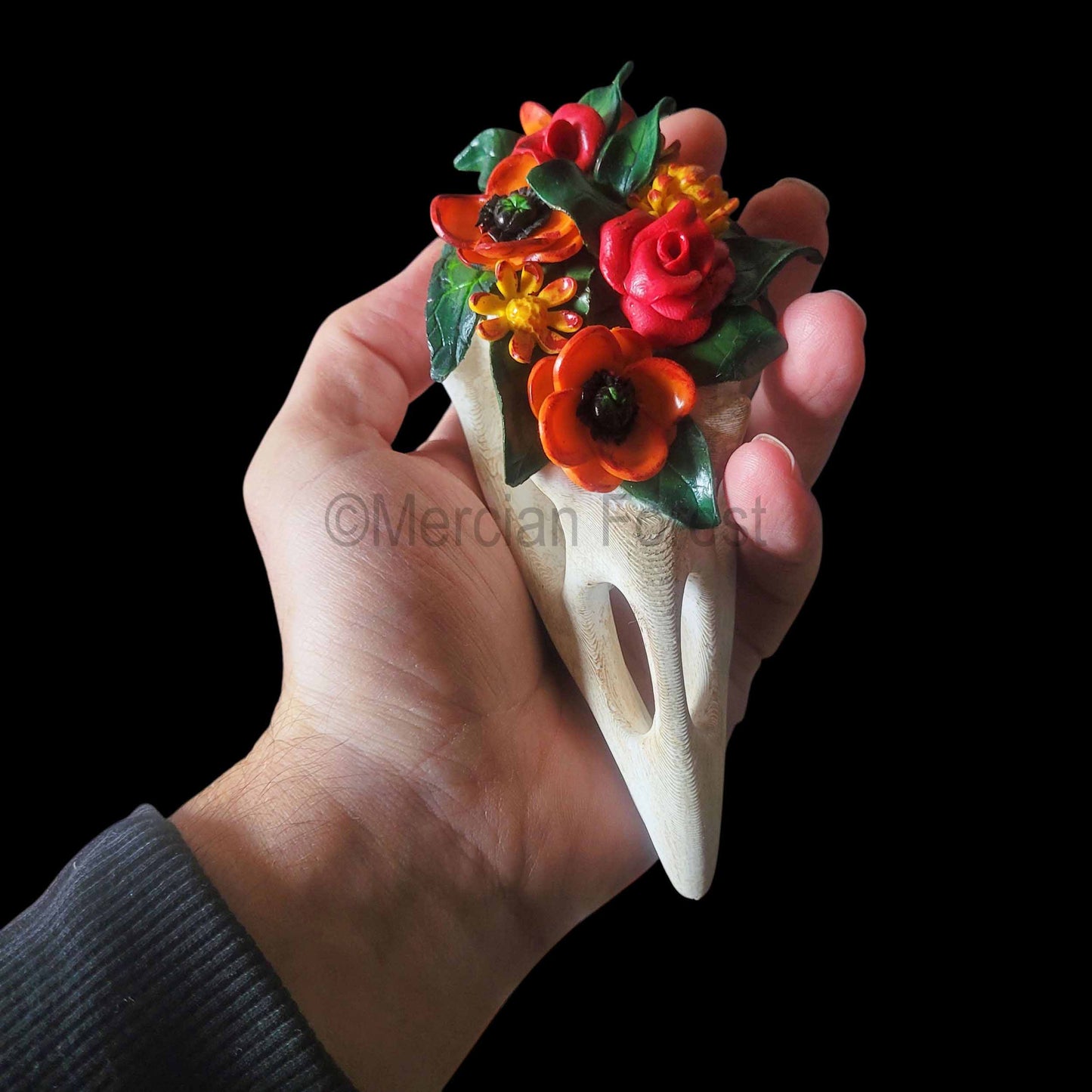 Raven Skull Samhain Decoration