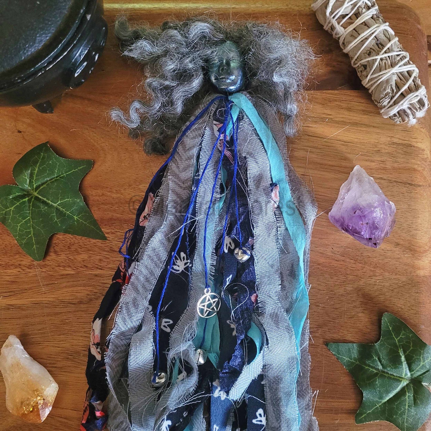 Spirit Doll, Home Protection Amulet Talisman, Spirit Doll Decoration, Witch Bells, Blue