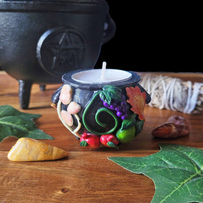 Cauldron Candle Holder, Autumn Pagan Decoration, Autumn Equinox Decoration, Mabon Altar.