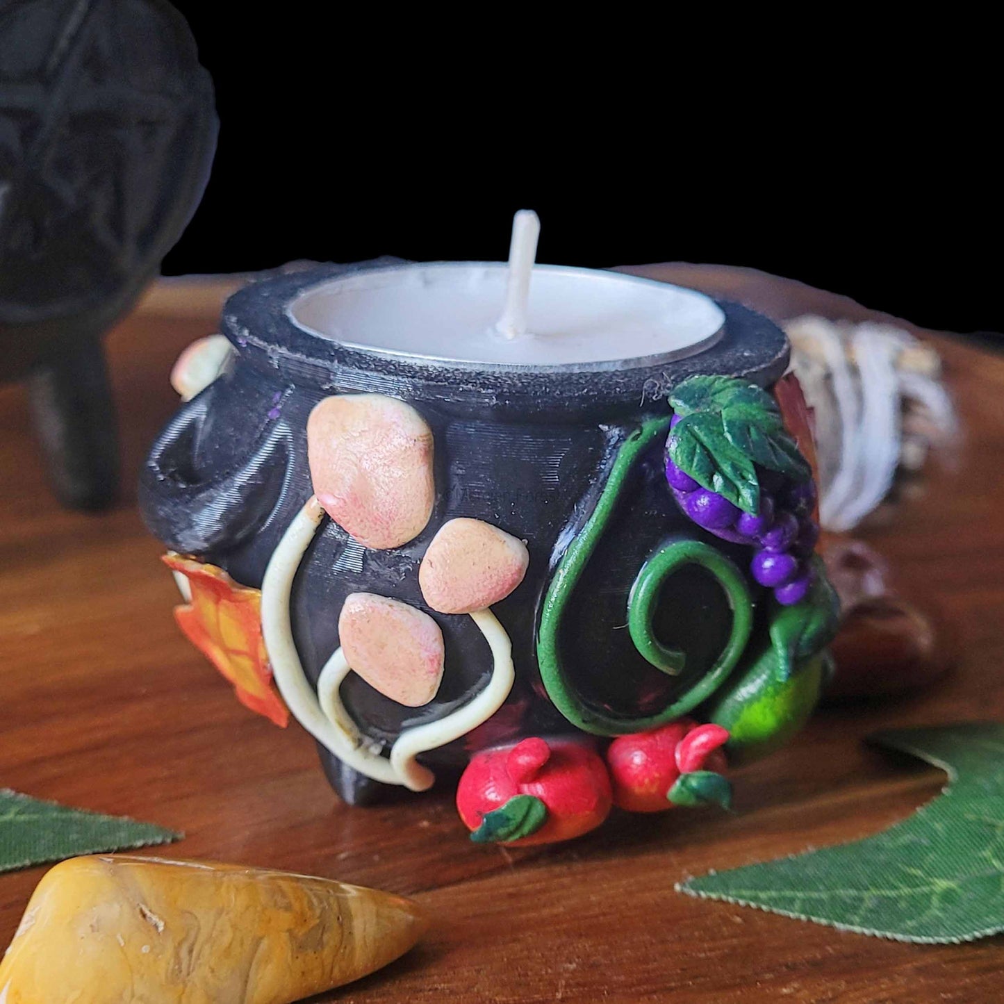Cauldron Candle Holder, Autumn Pagan Decoration, Autumn Equinox Decoration, Mabon Altar.