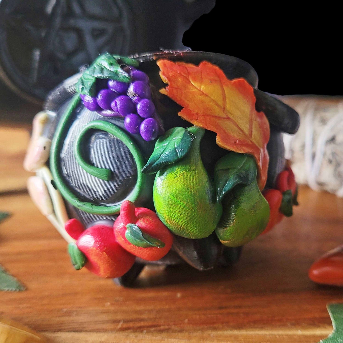 Cauldron Candle Holder, Autumn Pagan Decoration, Autumn Equinox Decoration, Mabon Altar.