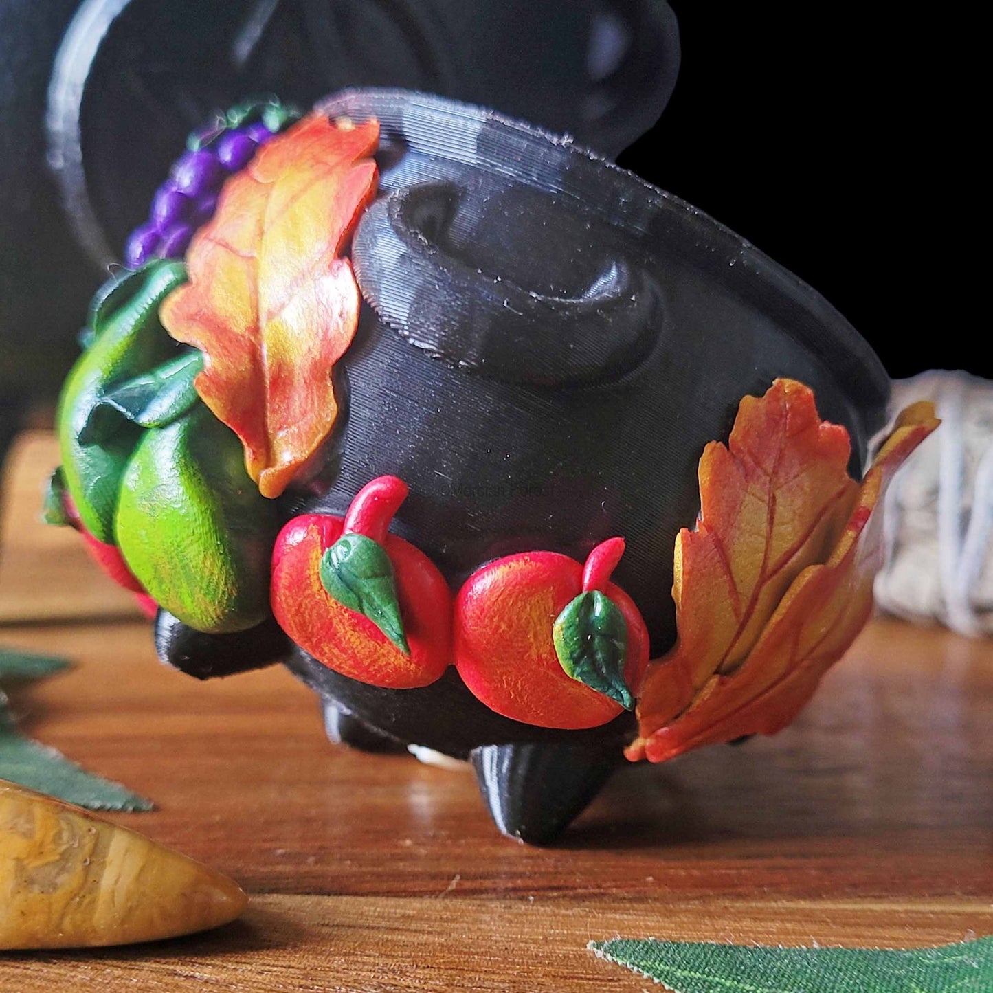 Cauldron Candle Holder, Autumn Pagan Decoration, Autumn Equinox Decoration, Mabon Altar.