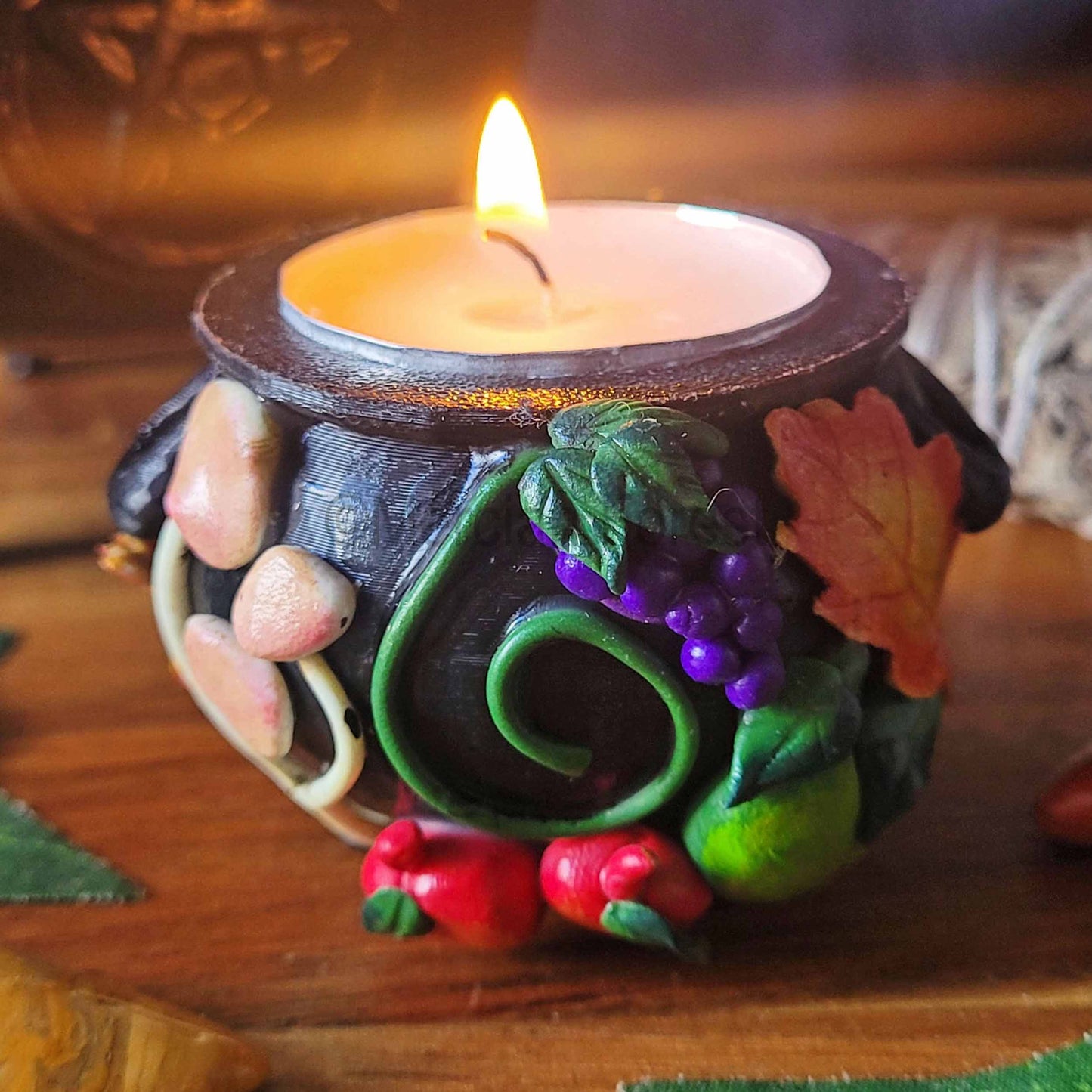 Cauldron Candle Holder, Autumn Pagan Decoration, Autumn Equinox Decoration, Mabon Altar.