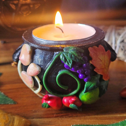 Cauldron Candle Holder, Autumn Pagan Decoration, Autumn Equinox Decoration, Mabon Altar.
