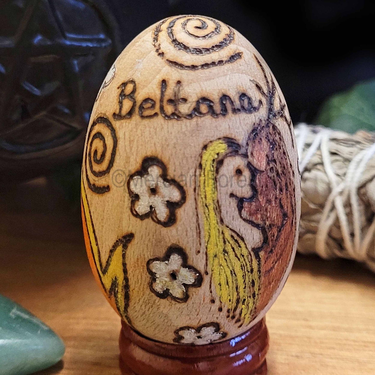 Beltane Wooden Egg Decoration