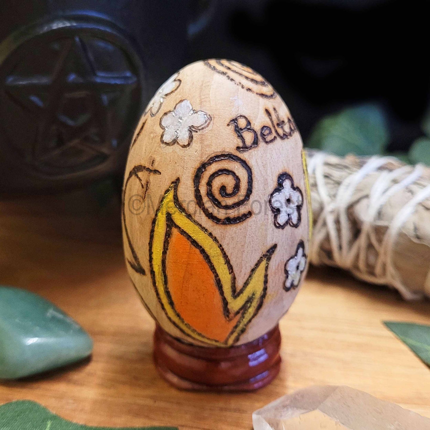 Beltane Wooden Egg Decoration