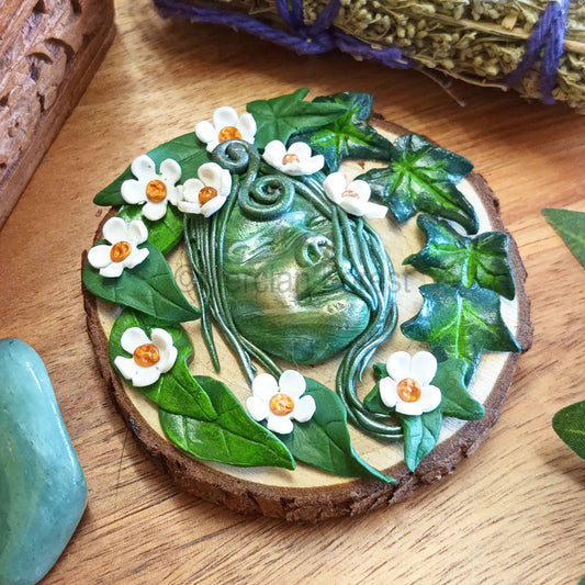 Beltane Goddess Greenwoman of Spring/Summer Altar Tile