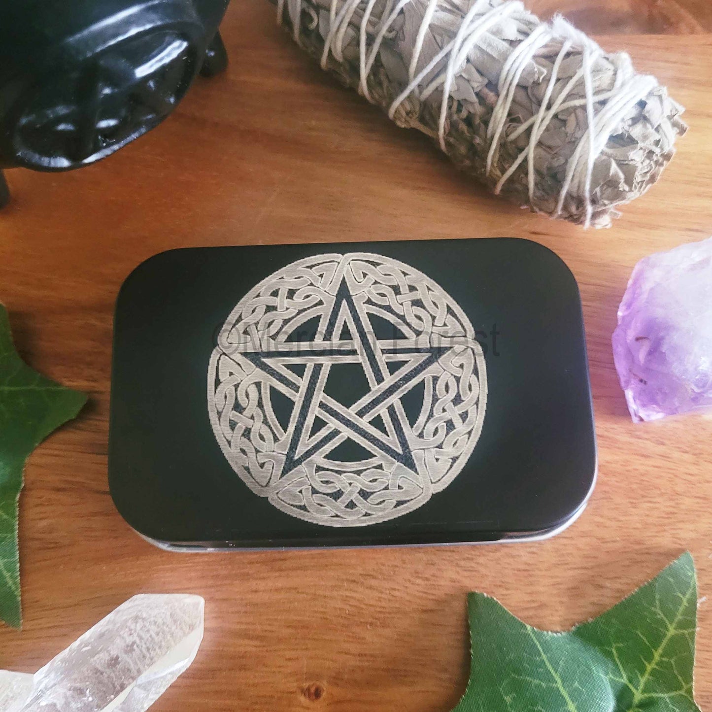 Pentacle Altar Tin, Pentagram Altar Tin, Mini Travel Altar Tin, Offering Box, Witchcraft box