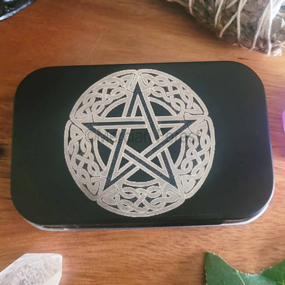 Pentacle Altar Tin, Pentagram Altar Tin, Mini Travel Altar Tin, Offering Box, Witchcraft box