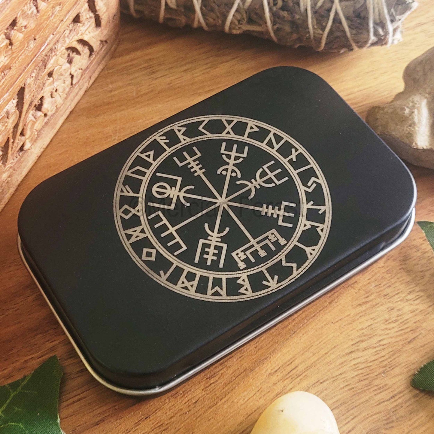 Vegvisir Altar Tin, Norse Altar, Mini Travel Altar Tin, Offering Box, Witchcraft box