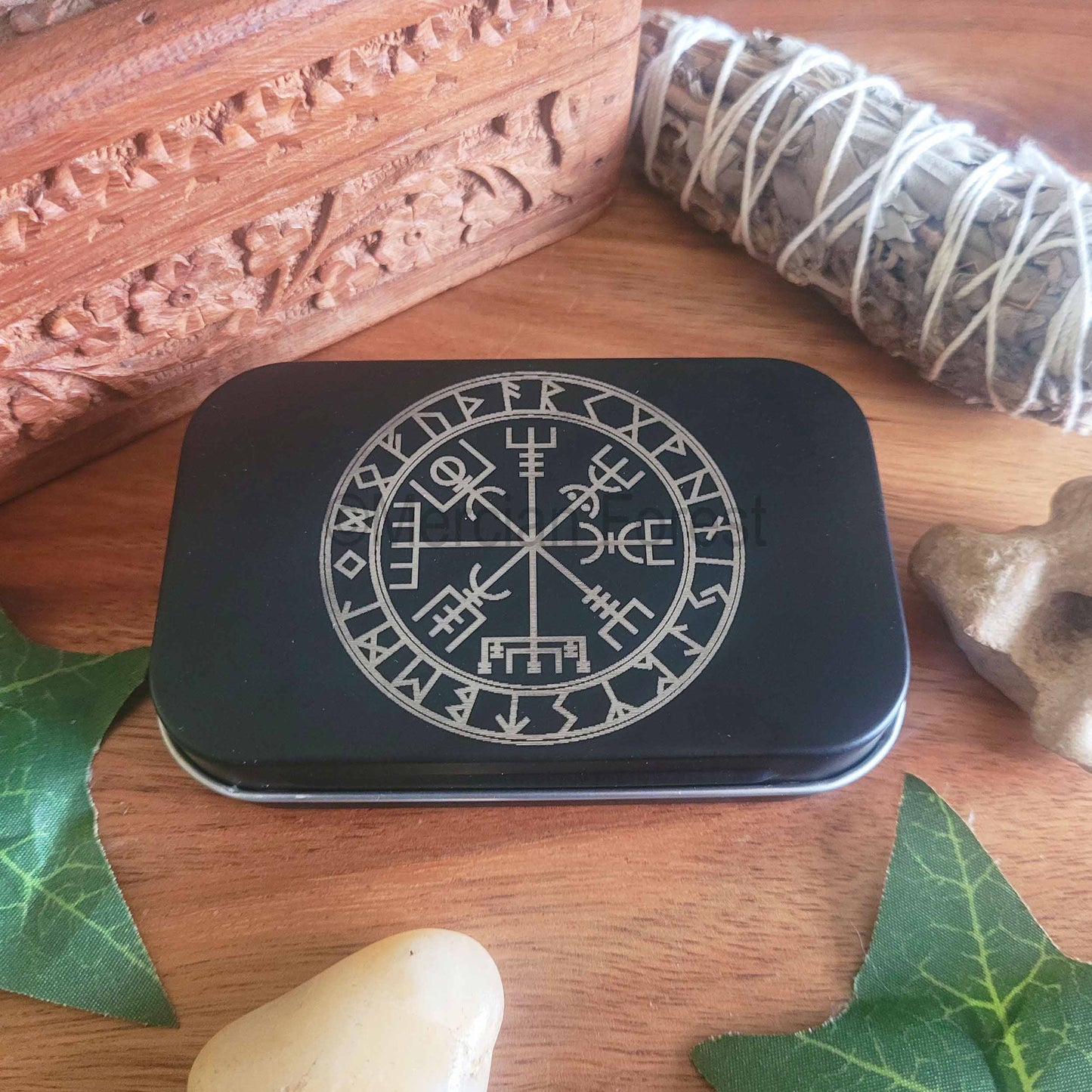 Vegvisir Altar Tin, Norse Altar, Mini Travel Altar Tin, Offering Box, Witchcraft box