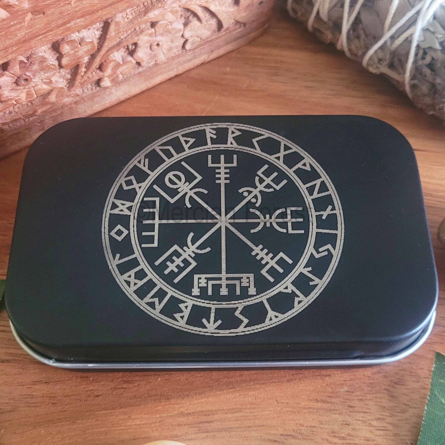 Vegvisir Altar Tin, Norse Altar, Mini Travel Altar Tin, Offering Box, Witchcraft box