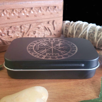 Vegvisir Altar Tin, Norse Altar, Mini Travel Altar Tin, Offering Box, Witchcraft box