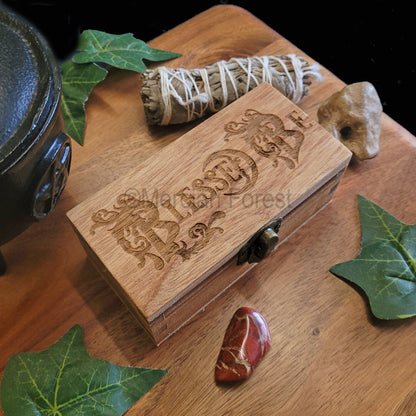 Blessed Be Wooden Box 11.5 x 5.5 x 4.5 cm