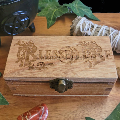 Blessed Be Wooden Box 11.5 x 5.5 x 4.5 cm