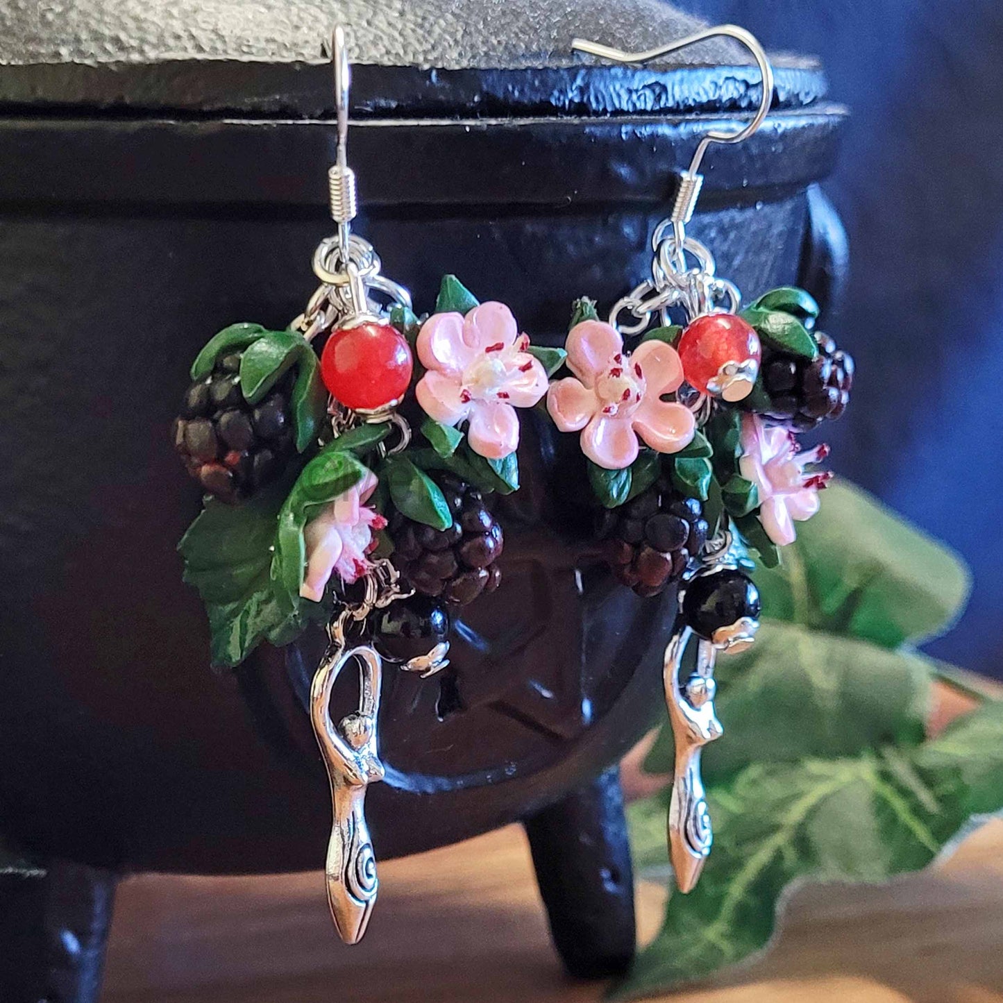 Goddess Blackberry Earrings Lammas Lughasadh